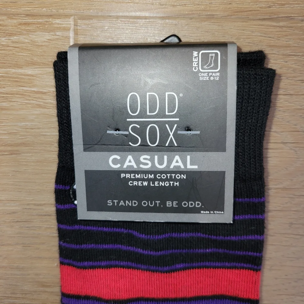Odd Sox Casual Purple Striped Crew Socks New
